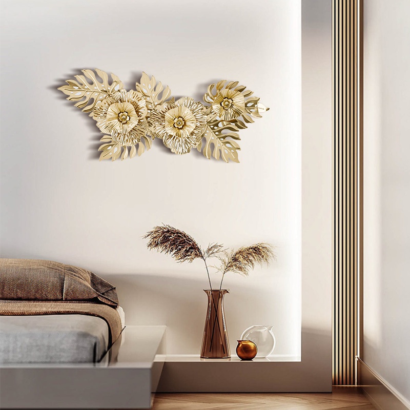 Hiasan Pajangan Dinding Wall Decor  Flower Dekorasi Wall Gold Black White Iron Besi Ringan