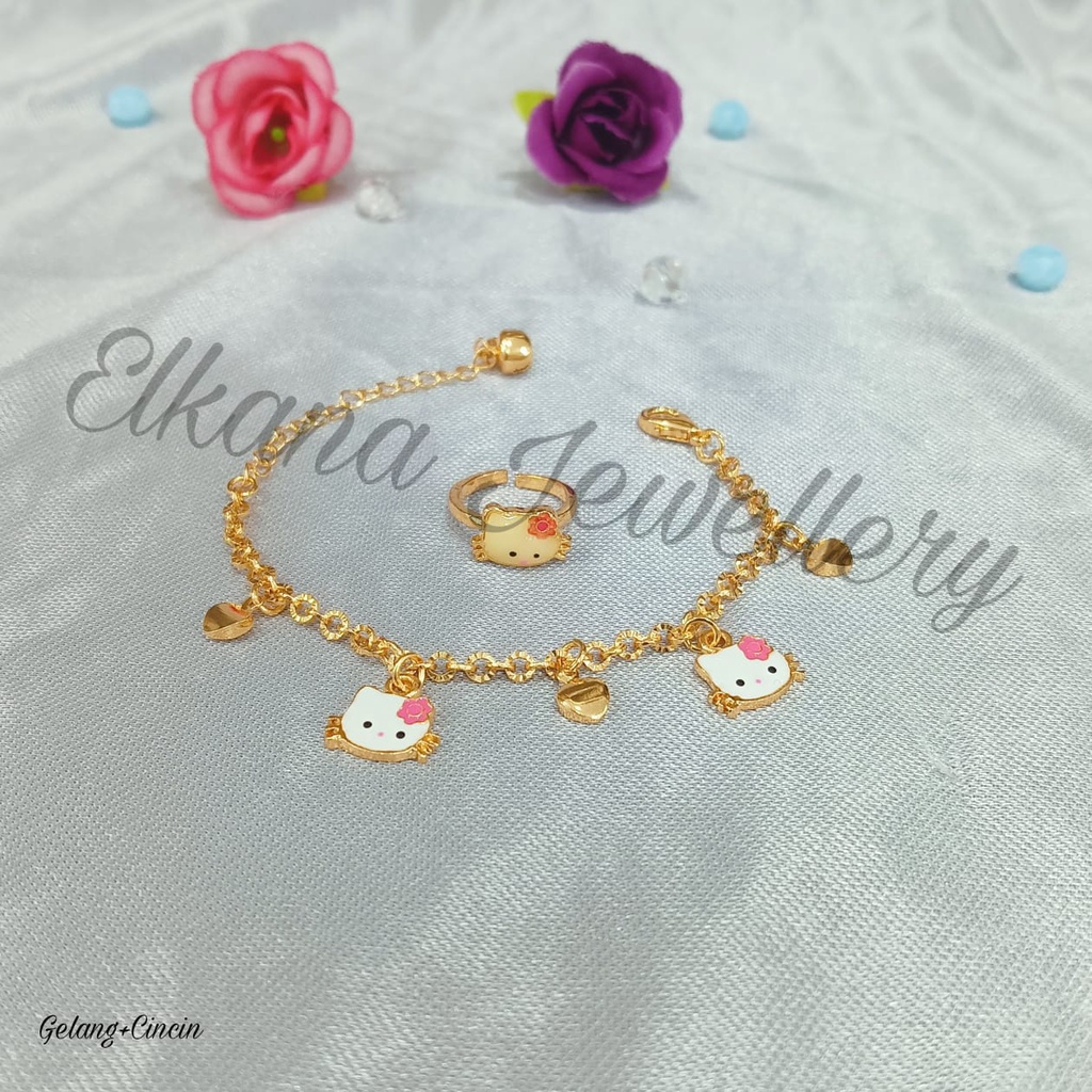 GELANG+CINCIN ANAK JURAI CAT Perhiasan super berkelas fashion korea anti karat dan anti luntur