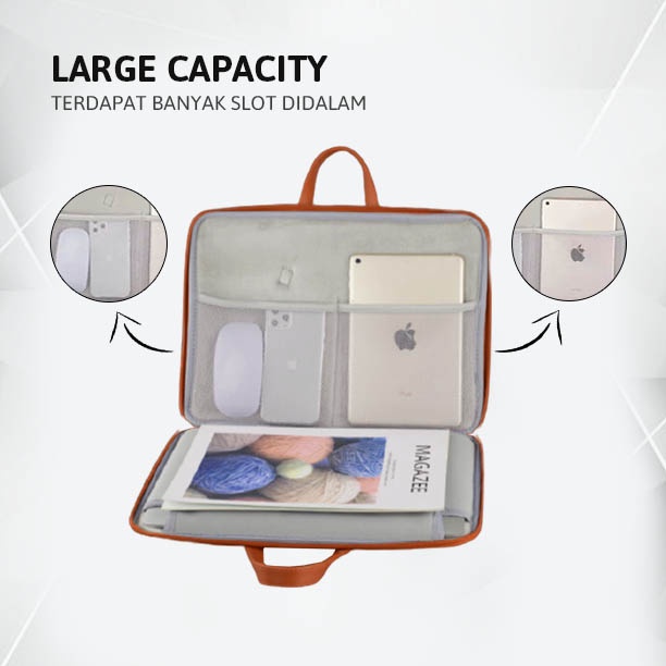 Sleeve Pouch Sarung Tas Bag Case Ipad Tab Tablet Macbook Air Pro Laptop Asus Acer Lenovo HP Huawei 11 12 13 14 15 inch Motif Gambar Beruang Bear Warna Putih White Merah Cute Murah Korean Model Jinjing Tali Strap Leather Waterproof Tahan Air