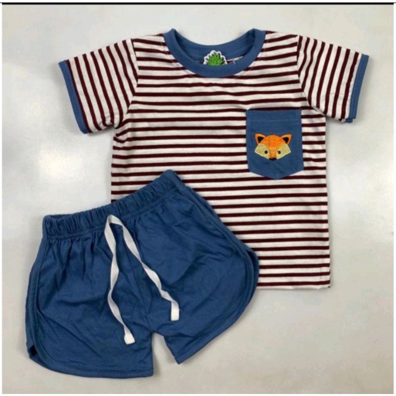 SETELAN KAOS ANAK TERBARU/SET KOS SALUR PENDEK 1-5 THN