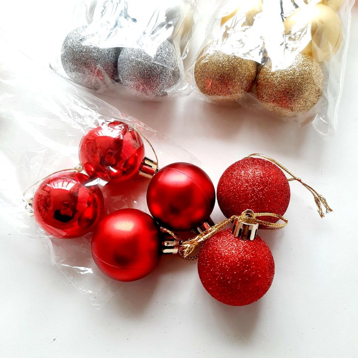 GROSIR Bola Natal isi 6 Hiasan Natal 4cm 5cm 6cm Murah Christmas Ball Hiasan Natal Harga Grosir Termurah