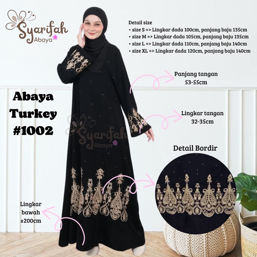 Jual Abaya Bordir Turkey 1002 Abaya Hitam Abaya Arab Abaya Dubai Abaya