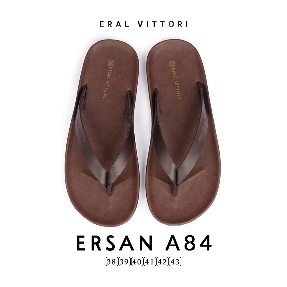 Eral Vittori - Ersan A84 Sandal Pria Kulit Harian Santai Coklat