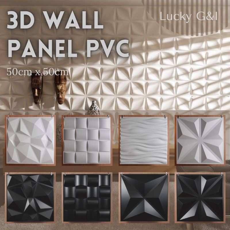 Wallpanel 3D Wall Panel Dinding Ornamen Bahan PVC Bisa Dibersihkan Motif Timbul