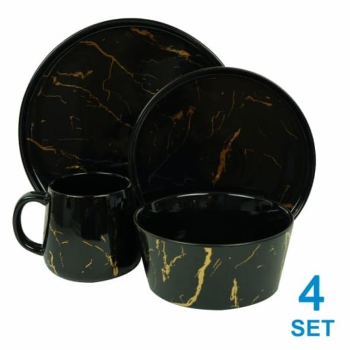 langsung order saja] appetite Perlengkapan Makan piring dinner Set abbey marble 12 pcs