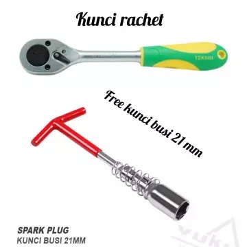 PAKET 2 ITEM Kunci Ratchet Ratchet Wrench  1/2 inch Chrome+ kunci busi flexible 21mm