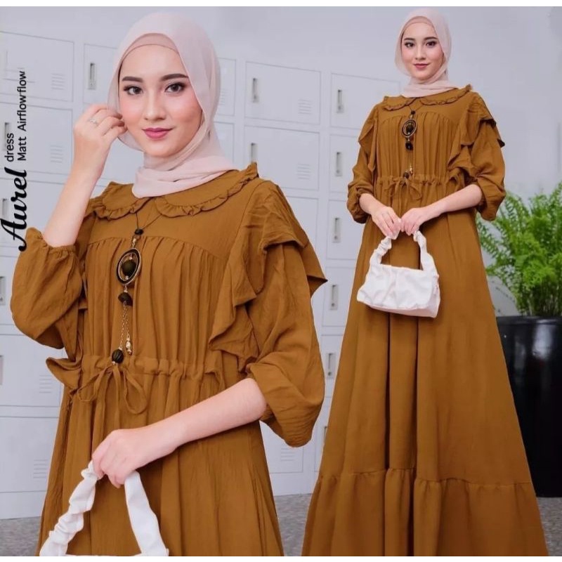 {PROMO}. AURELL DRESS BAHAN CRINKLE TERLARIS 2022/FASHION MUSLIM KEKINIAN TERLARIS/GAMIS DRESS TERBARU TERLARIS TERMURAH