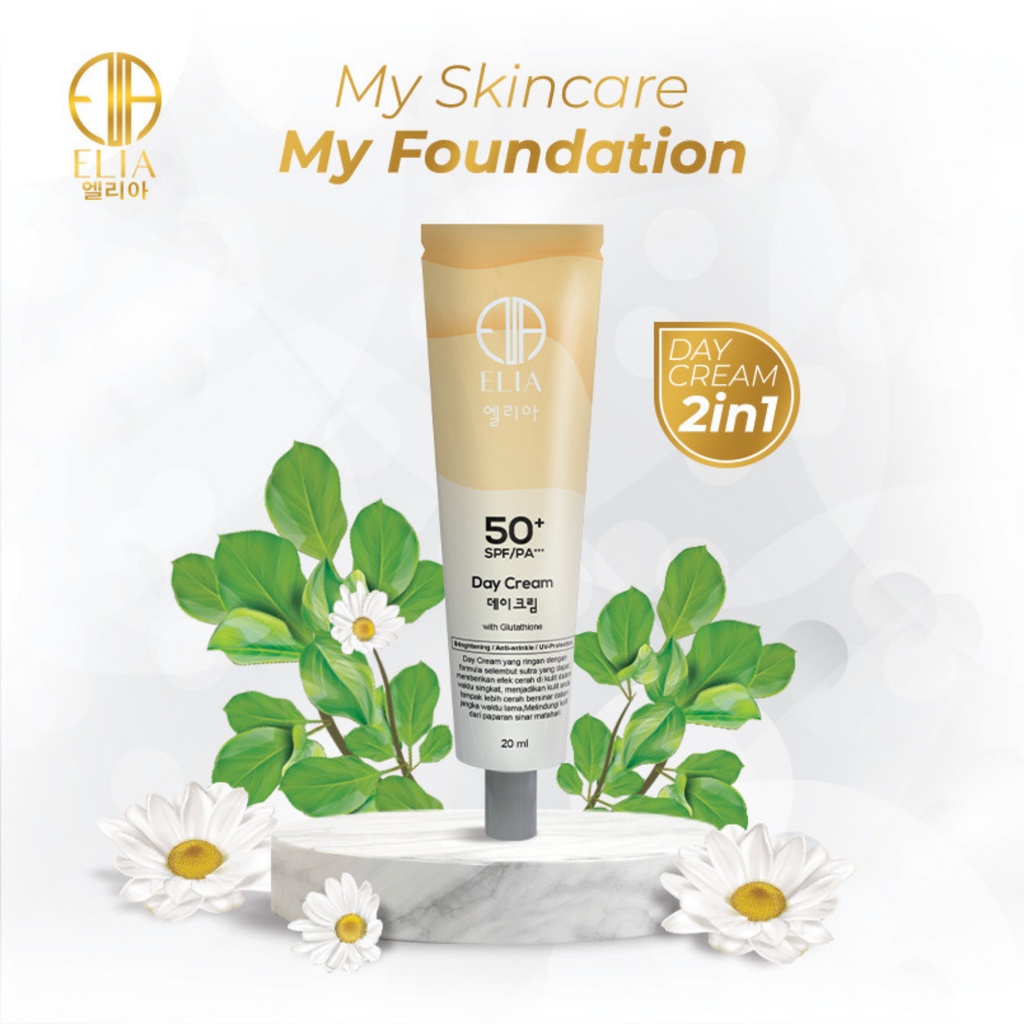ELIA Day Cream Sunscreen Skincare Korea Krim Siang Wajah Glowing Anti Aging BPOM SPF 50+