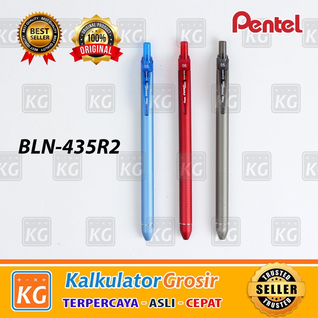 Pentel Energel Pen BLN435R2 Energel Warna 0.5mm Hitam Merah Biru Rubber Barell 3 Warna Red Black Blue BL 107 Infree