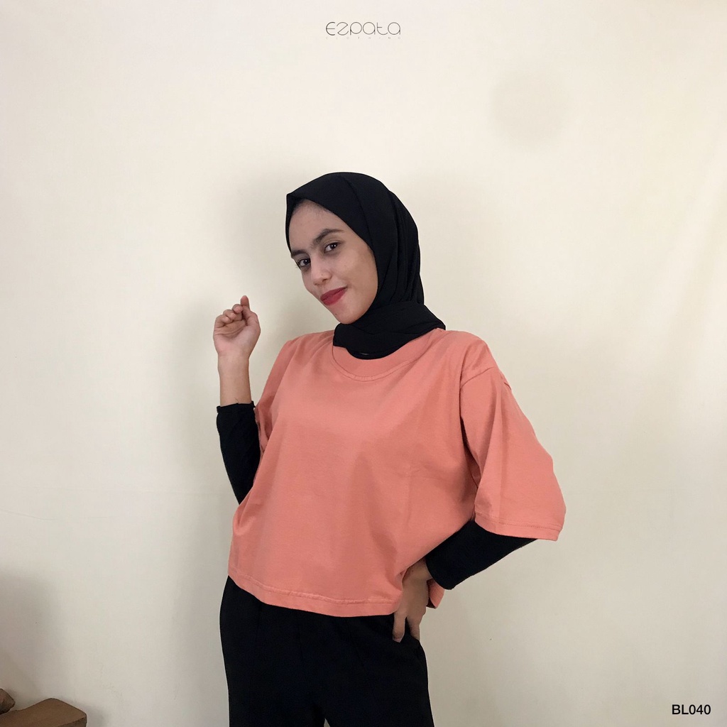 Ezpata Atasan Kaos Polos Crop Top Wanita Lengan Pendek Bahan Katun Adem Gaya Keren Kekinian Termurah Kualitas Top