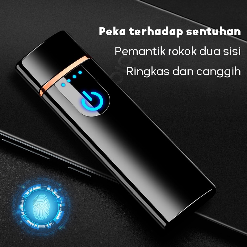 Korek Api Elektrik USB Fingerprint Touch Sensor LED Screen