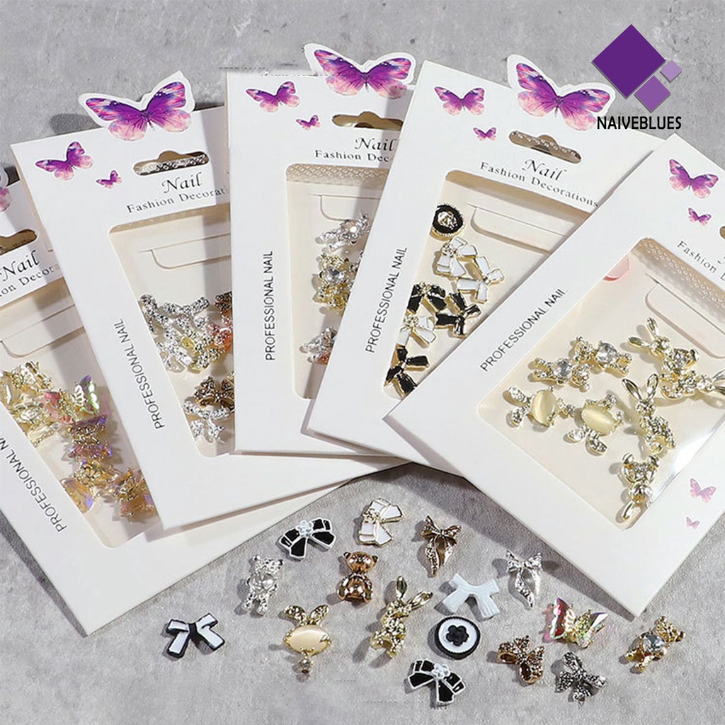 1 Kantong Ornamen Pita Aurora Coating AB Coating Bahan Alloy Aneka Bentuk Untuk Dekorasi Kuku Wanita