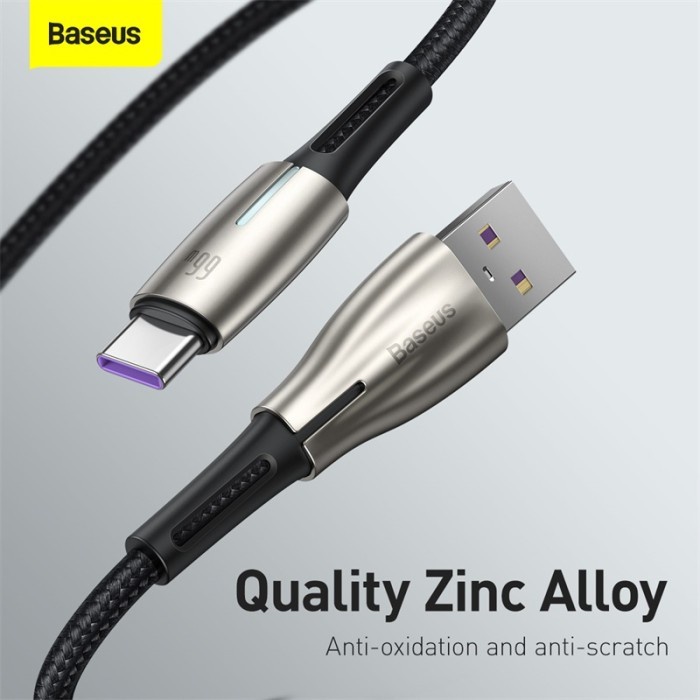 Baseus Original Water Drop Kabel Data USB to Type C Fast Charging 6A 66W Cable Charger Casan Ori Tipe C Quick Charge for Huawei Samsung XiaoMi Oppo Vivo