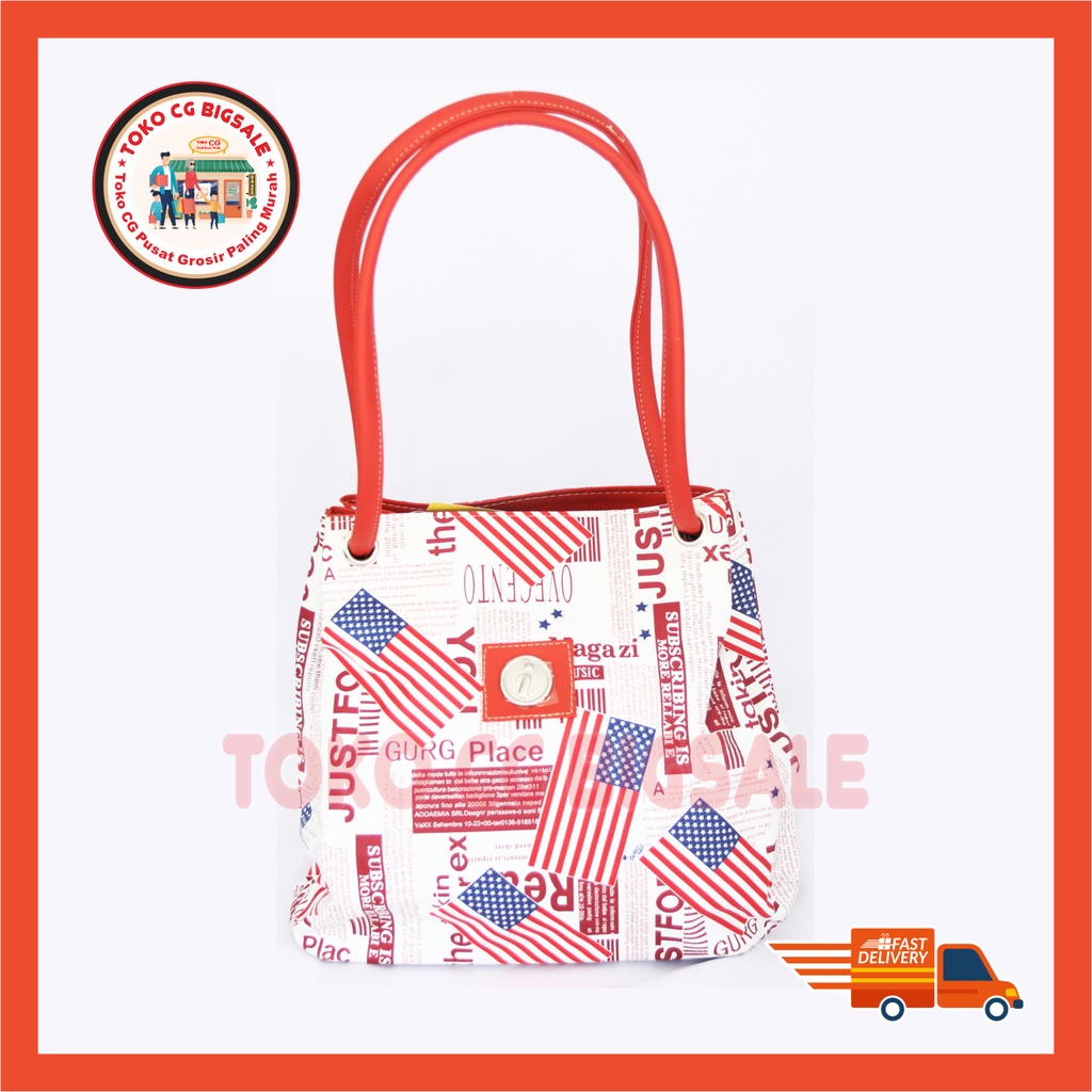 TOKOCGBIGSALE TAS WANITA IFA AMERICAN FLAG ASENKA 8 RED SIMPLE CUTE