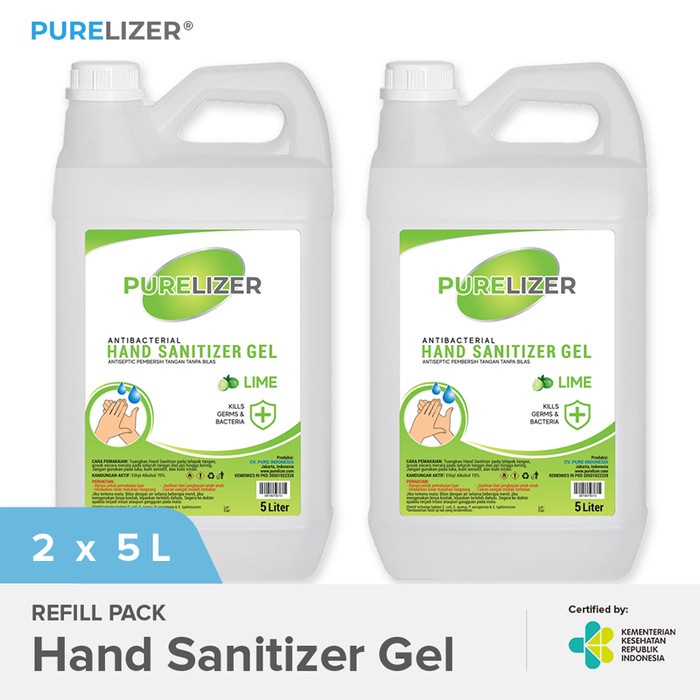 Hand Sanitizer Gel 10 Liter PURELIZER Refill Handsanitizer 5L x2 pcs