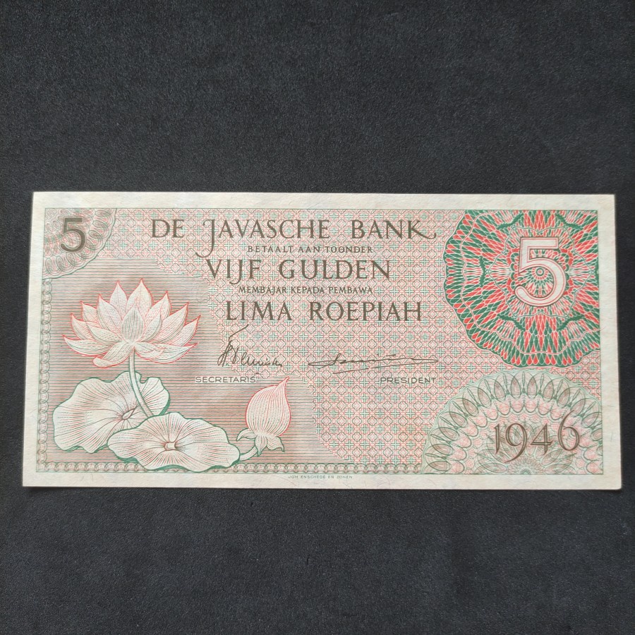 Uang Kuno 5 Rupiah Gulden Seri Federal 1946 AUNC-UNC Langka