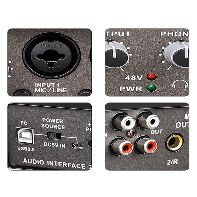 Soundcard Eksternal Usb 2.0 Monitor 2 &quot;4-Out Untuk Siaran Langsung