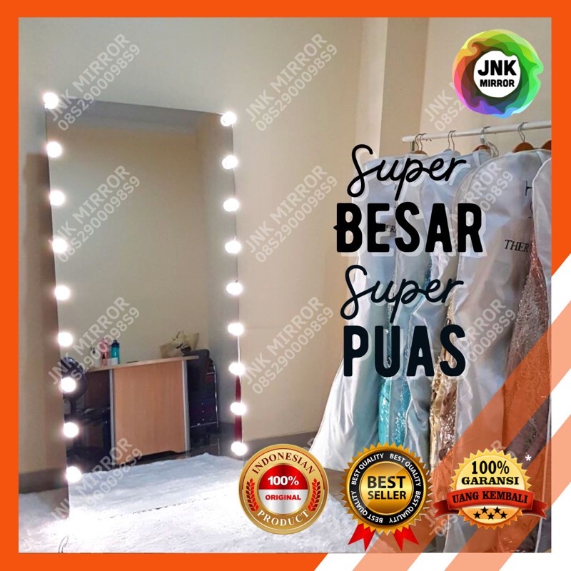 Cermin Lampu LED besar berdiri badan besar rias
