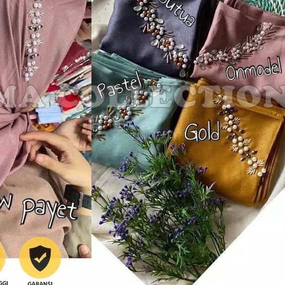 JILBAB SEGI EMPAT SHINAR PAYET MUTIARA / KERUDUNG PESTA SHINAR PAYET MUTIARA