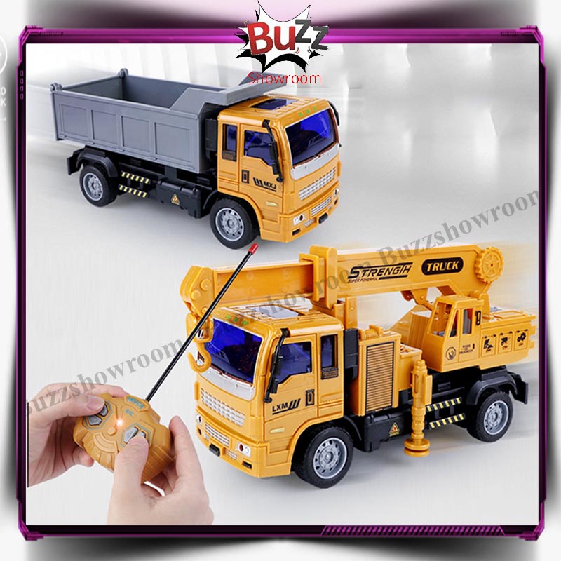 RC Dump Truck Crane Mobil Konstruksi Mainan Anak Remote Control Lampu