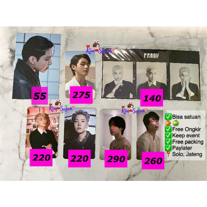 BTS Proof album POB Lucky Draw LD Postcard PC Photocard M2U PWS SW V JK Jin Jimin RM J-Hope