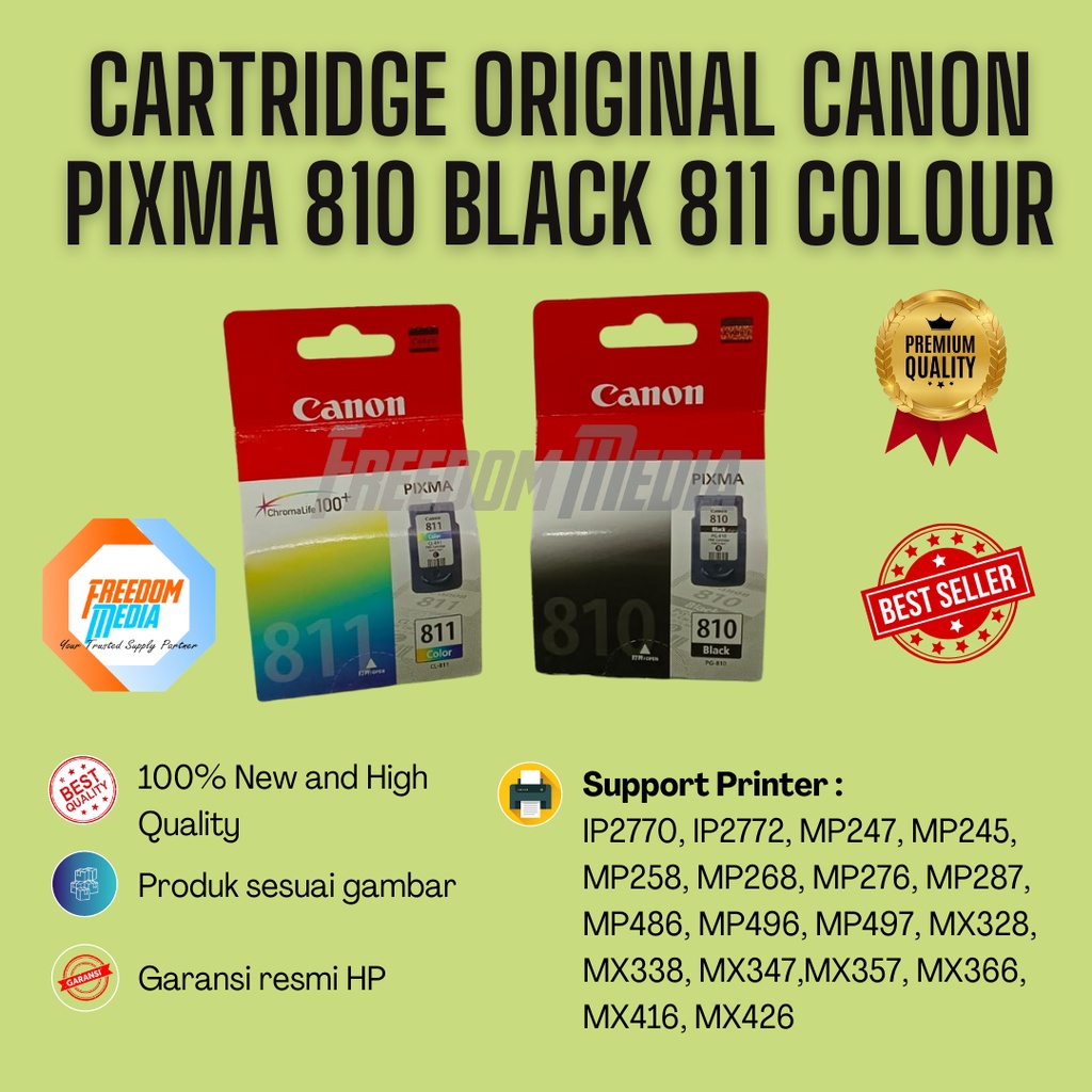 cartridge original canon pixma 810 black 811 colour