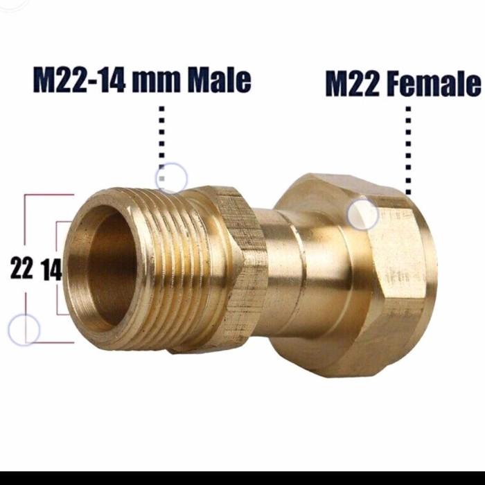 Swivel Joint Brass M22 14mm male + M22 female