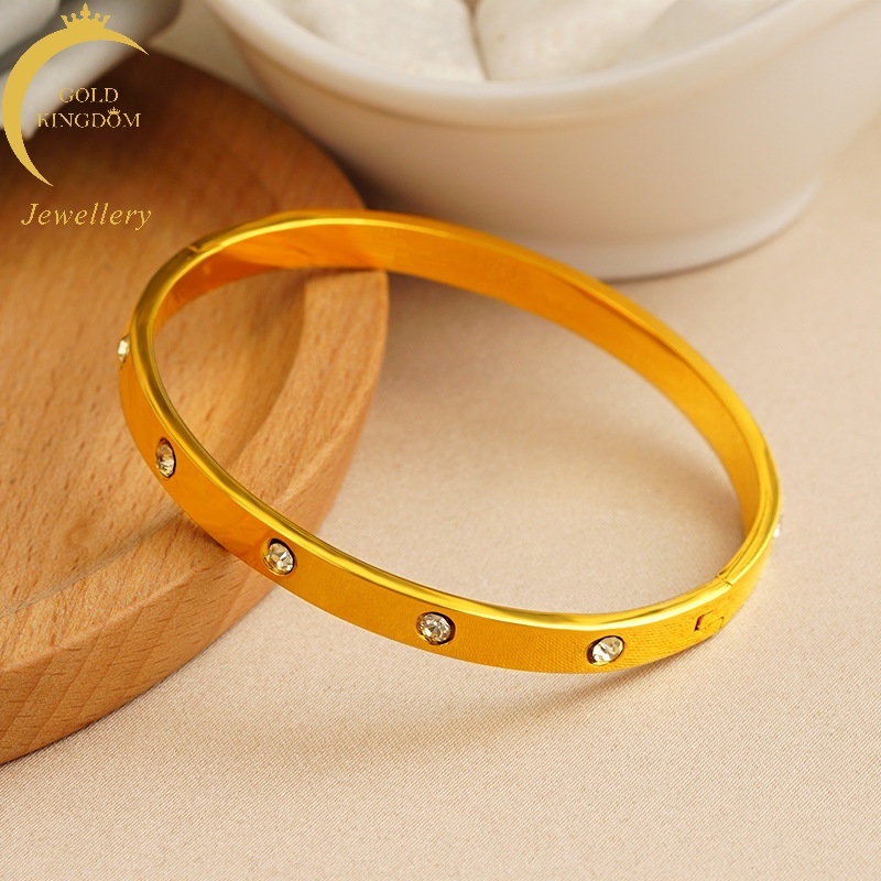 Goldkingdom Perhiasan Fashion 24K Bangkok Aksesoris Ready Stock Ins All-match Gelang Minimalis Dengan Berlian Populer Adjustable Gelang Untuk Wanita