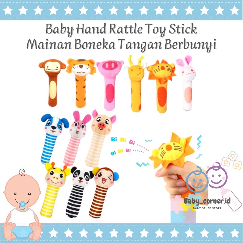 Mainan Boneka Tangan Bayi Bunyi | Baby Hand Rattle Toy Stick | Genggam Bayi Boneka Hewan