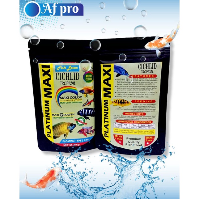 MAKANAN IKAN FISH LOVER PLATINUM MAXI CICHLID TROPICAL 40GR