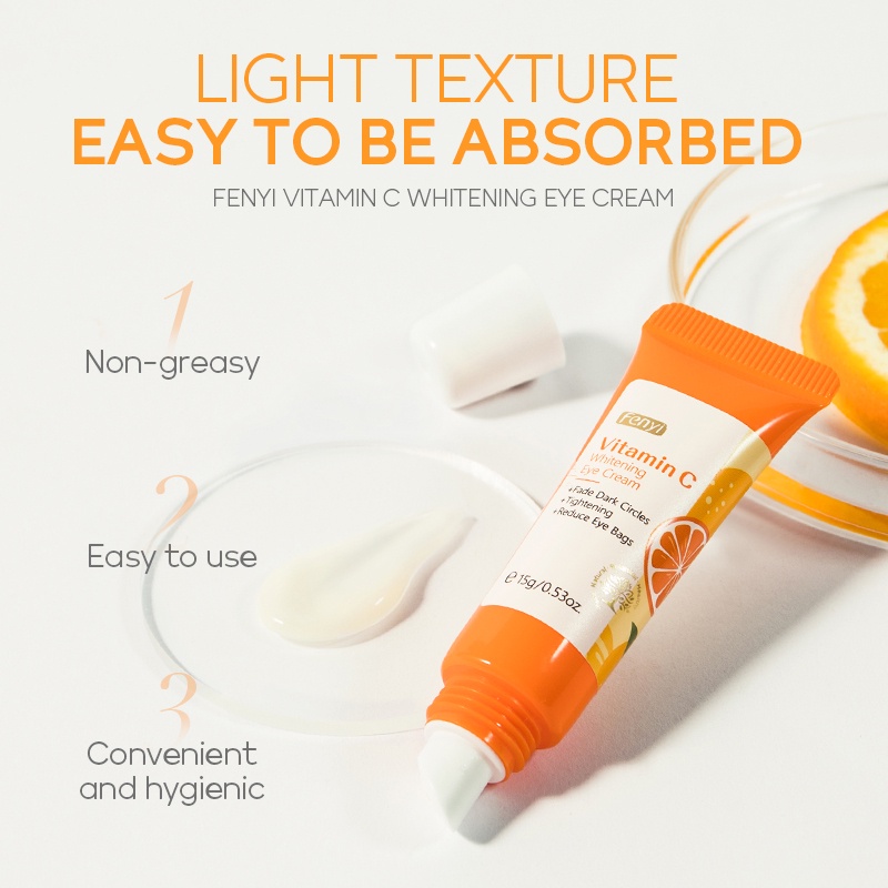 BPOM Fenyi Vitamin C Brightening Serum Krim Mata Pelembab Memudarkan Noda Perawatan Kulit Set