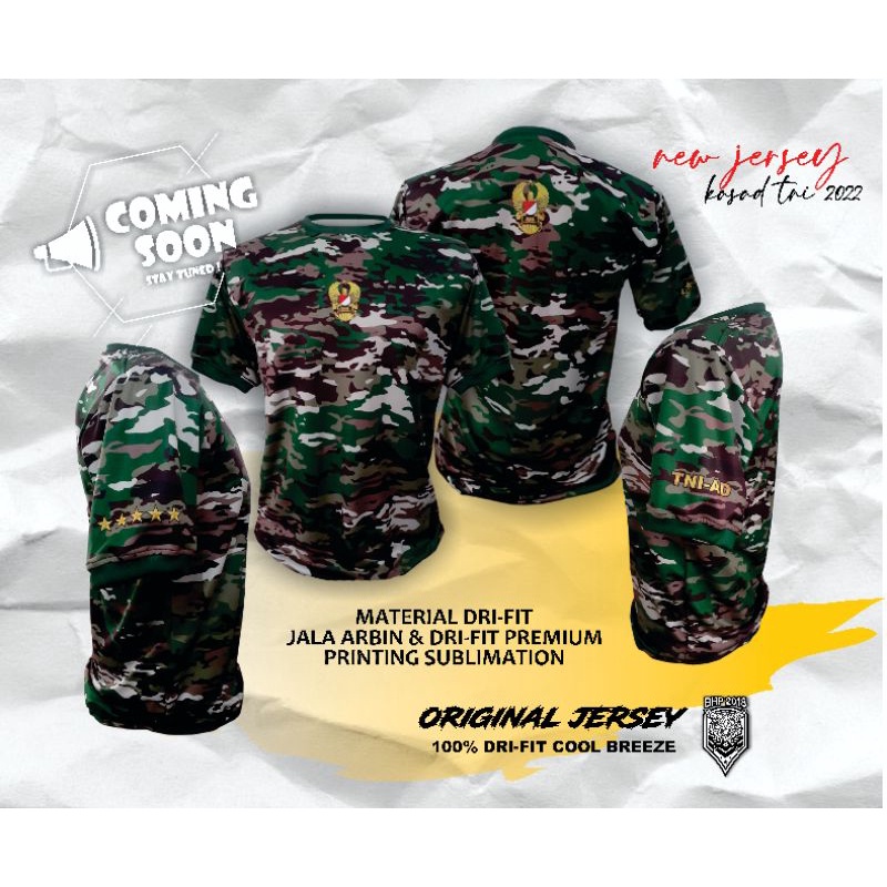 kaos TNI kasad - jersey TNI kasad baru - daleman PDL Baru - loreng kasad baru