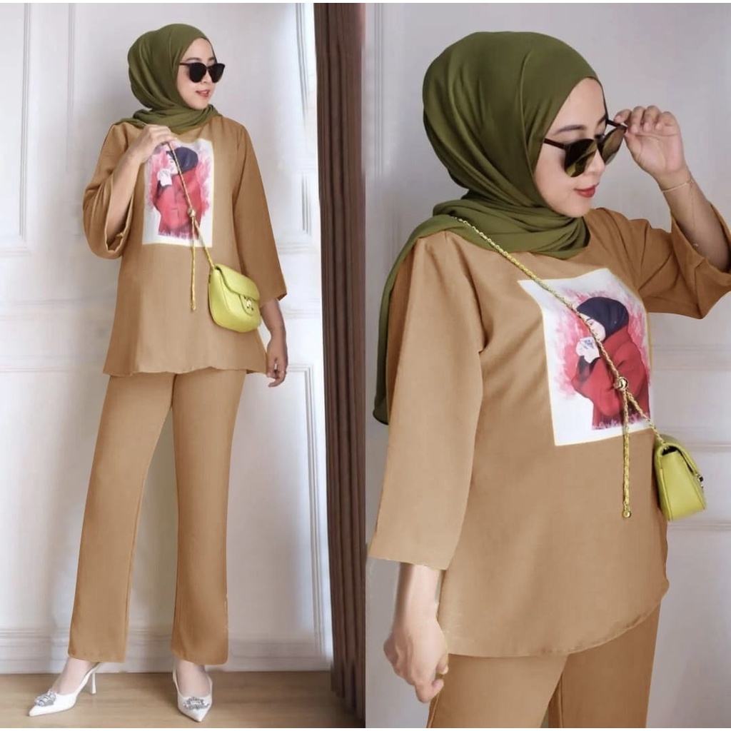 SET POMELO FASHION PAKAIAN WANITA SETELAN ATASAN DAN CELANA BABYTERRY MS