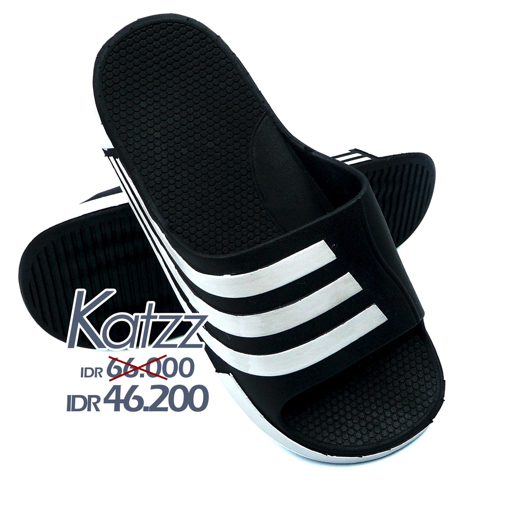 Katzz - Sandal Slip On Anak Tanggung Dewasa / Sandal Pria Warna Hitam Uk 30-43 / Sandal Pria Model T