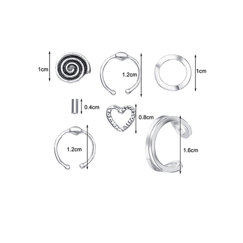 LRC Anting set Fashion Silver Color Love Spiral Geometric Stud W74835