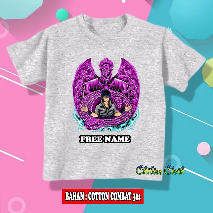 Tshirt Kaos Anak Laki Laki Uchiha Sasuke Mode Susanoo - Baju Anak Anime Naruto Shippuden 196 - Chibi