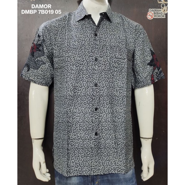 kemeja batik pria , batik print lengan pendek DAMOR