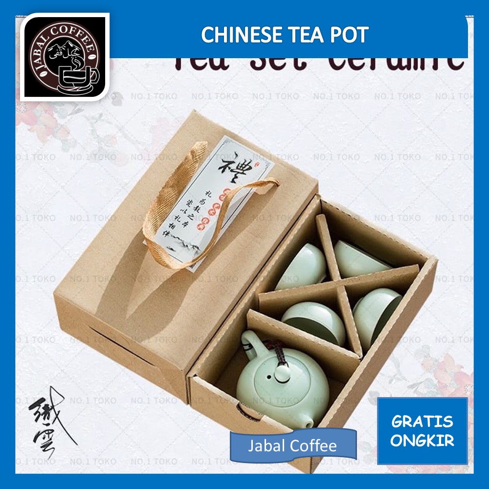 Teko Teh China 4 Cangkir Keramik Set / Chinese Tea Pot Set Ceramic 4 Cup / Gift Classic