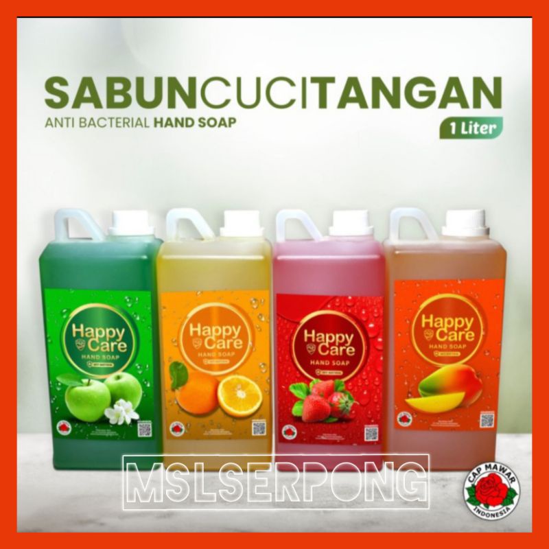 HAND SOAP ANTI BACTERIAL 1 LITER HAPPY CARE / SABUN CUCI TANGAN / HAND SOAP