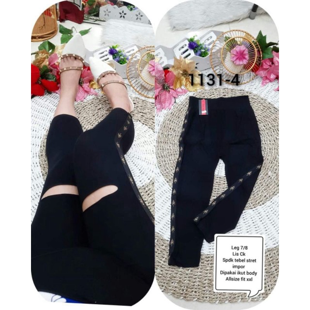 LEGGING IMPORT MOTIF SOBEK 7/8 - LEGGING WANITA DEWASA PENDEK