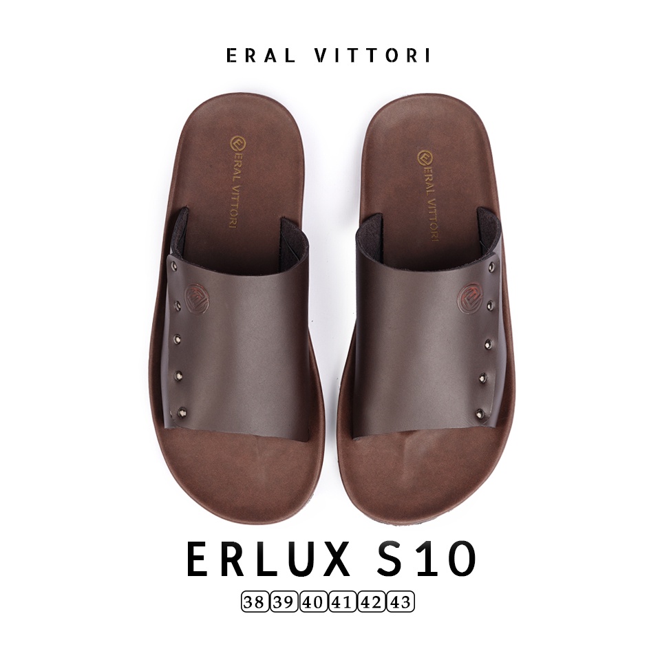 Eral Vittori - Erlux S10 Sandal Kulit Harian Pria Santai Elegan Coklat