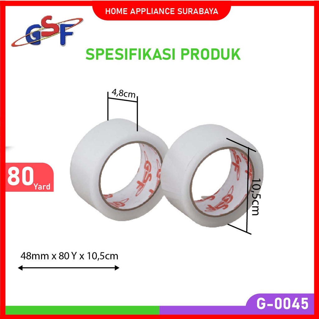 Lakban Isolasi Bening 2 Inch 48mm x 80 Yard / 80 Yard GSF 0045