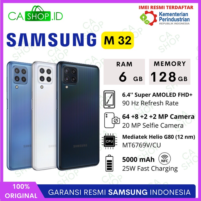 Samsung Galaxy M32 NFC 6GB 128GB (6/128) G80 AMOLED 64MP Resmi SEIN