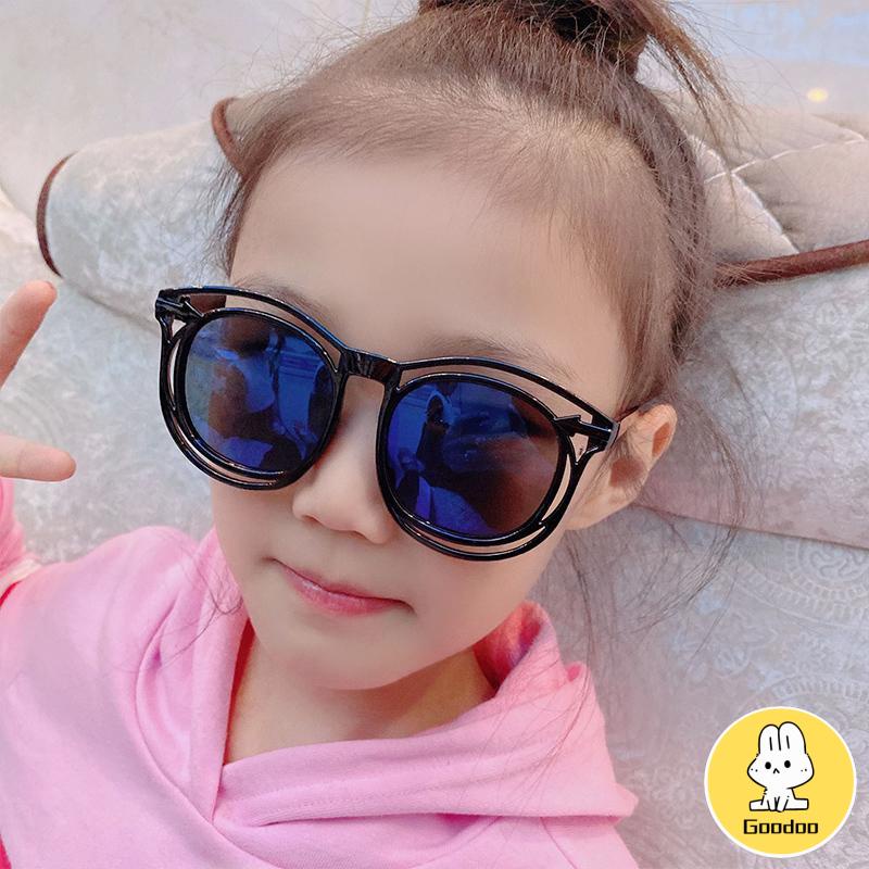 Kacamata Anak-anak Hitam Anti-UV Bulat Baru Kacamata Korea Uniseks Fashion Anti-UV -Doo