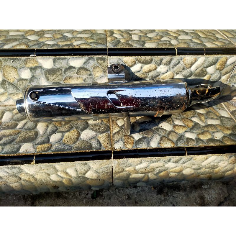 Muffler Silincer Tabung Knalpot Yamaha Scorpio Z Lama Chrome Original Bekas Copotan Motor Second 2nd