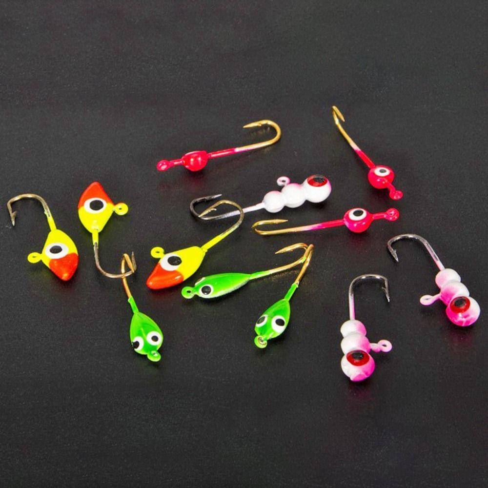 Preva 10/12pcs Winter Ice Fishing Lure 0.78g 0.5g 1.15g 1.75g Jigging Walleye Lead Hard Hook