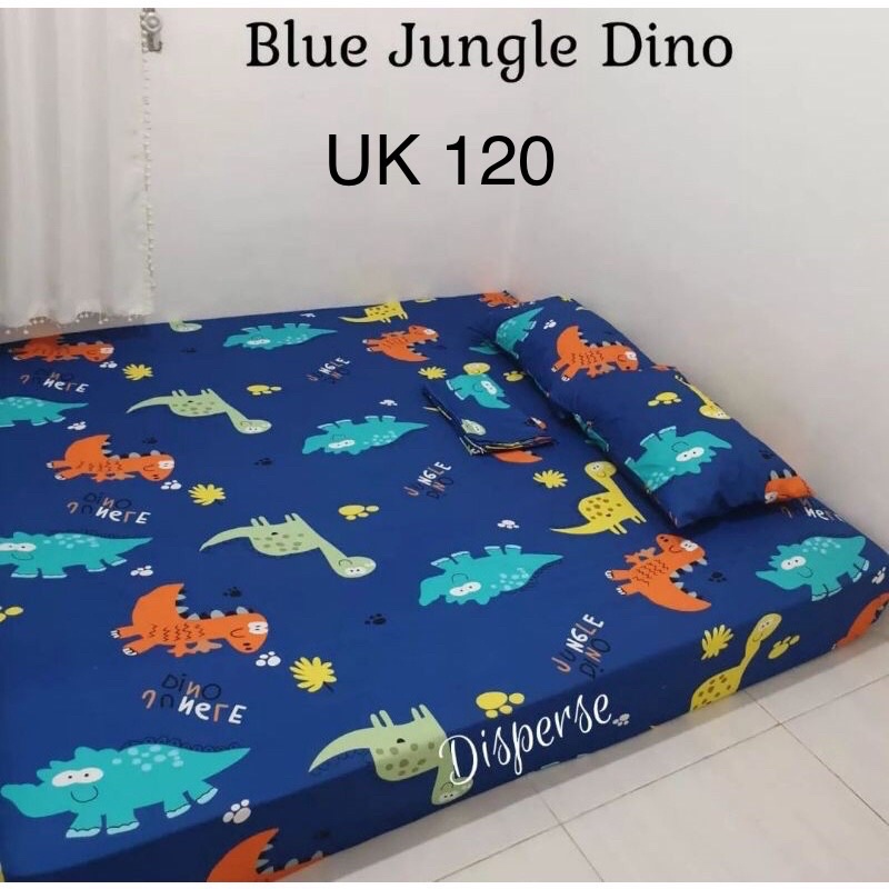 SPREI SEPRAI SEPREI HOMEMADE MOTIF KARAKTER GAMBAR HEWAN BINATANG DINO  DINOSAURUS WARNA WARNI BIRU 