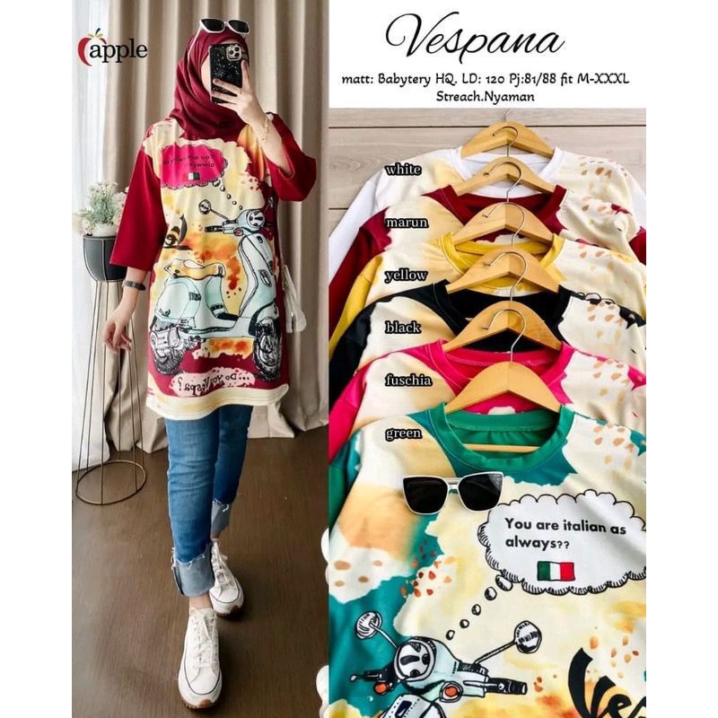 VESPANA TUNIK BABYTERRY HQ | TUNIK HALUS ADEM NYAMAN DI PAKE TERMURAH