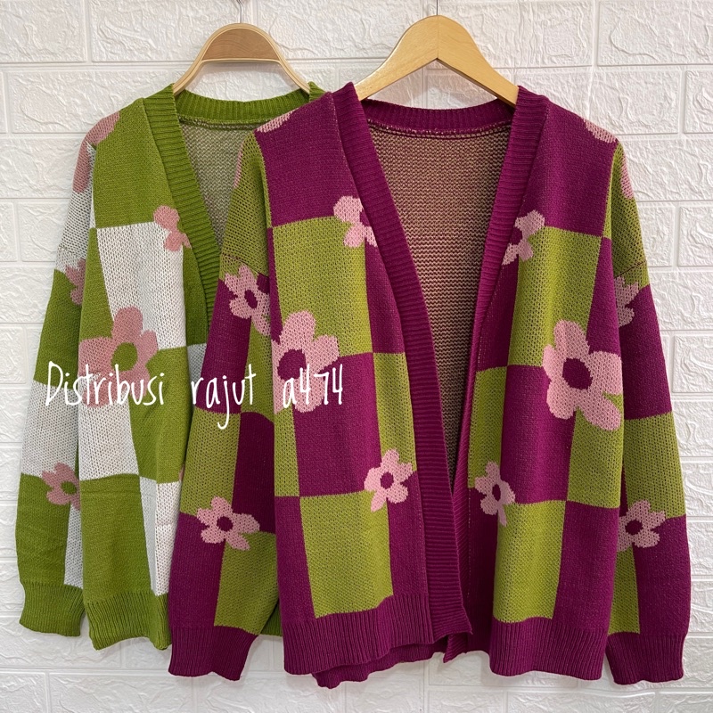 RALINE AERA  FLOWERS OUTER RAJUT OVERSIZE WANITA