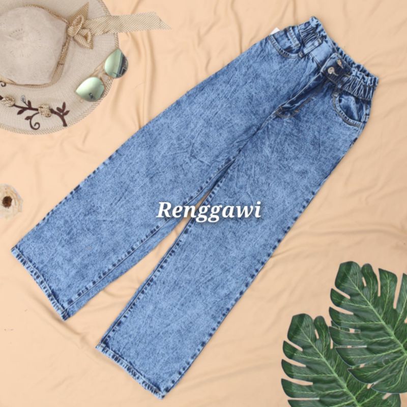 CELANA HIGH WAIST KULOT KANCING 2 PINGGANG KARET MODEL TERBARU 2022/CELANA KULOT JEANS WANITA JUMBO/